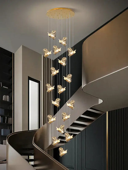 Modern luxury butterfly gold crystal chandelier living room