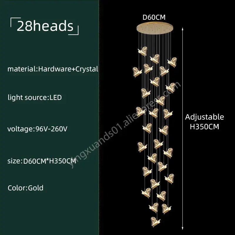 Modern luxury butterfly gold crystal chandelier living room