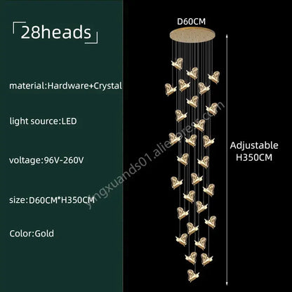 Modern luxury butterfly gold crystal chandelier living room