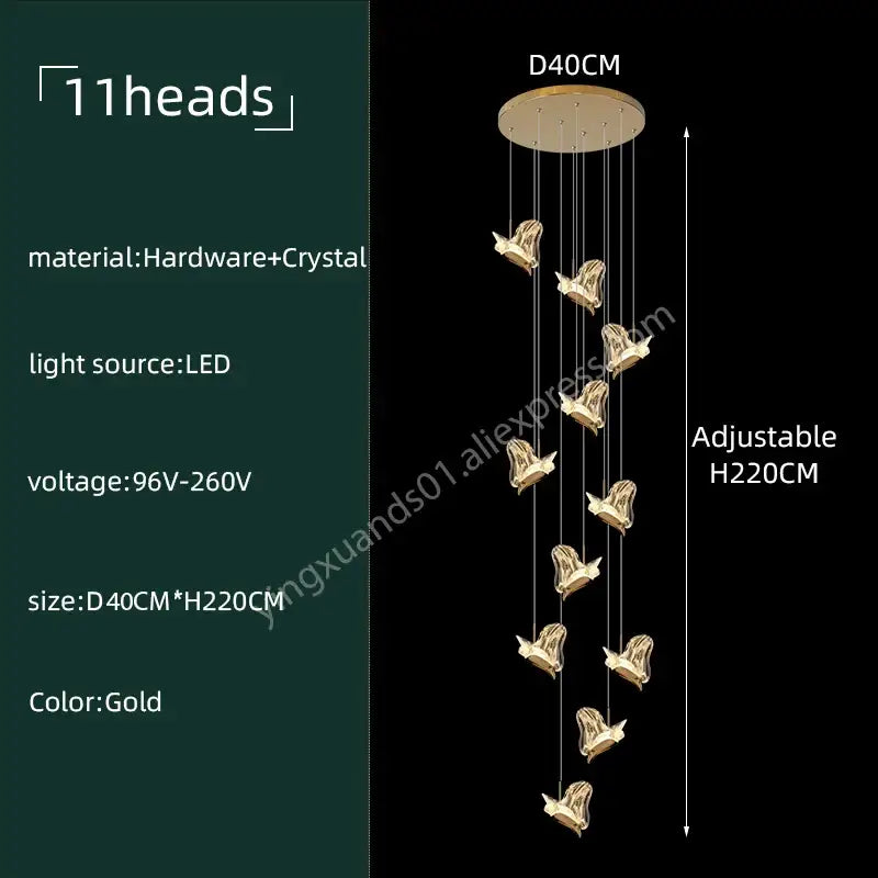 Modern luxury butterfly gold crystal chandelier living room