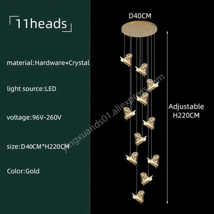 Modern luxury butterfly gold crystal chandelier living room