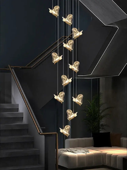 Modern luxury butterfly gold crystal chandelier living room