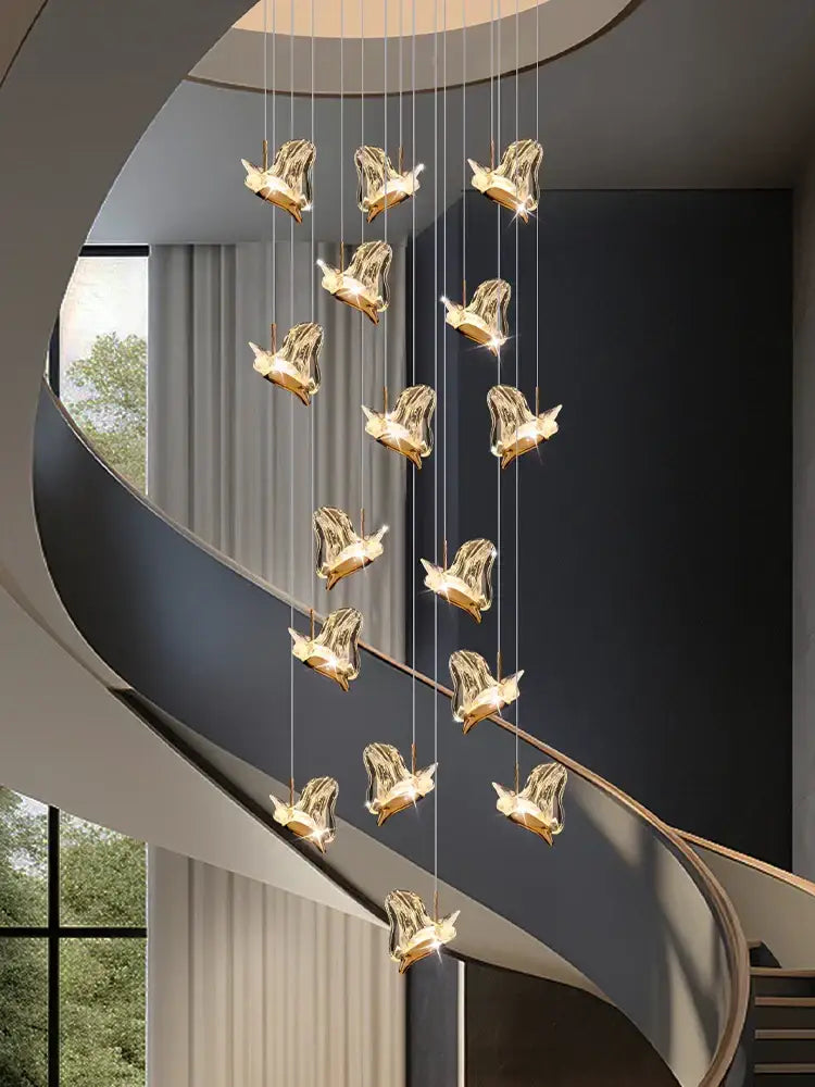 Modern luxury butterfly gold crystal chandelier living room