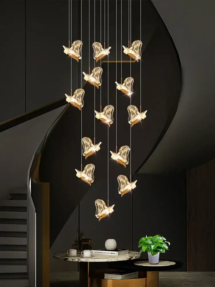 Modern luxury butterfly gold crystal chandelier living room