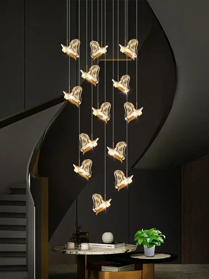 Modern luxury butterfly gold crystal chandelier living room