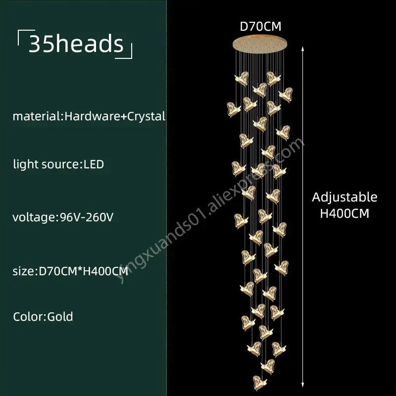Modern luxury butterfly gold crystal chandelier living room