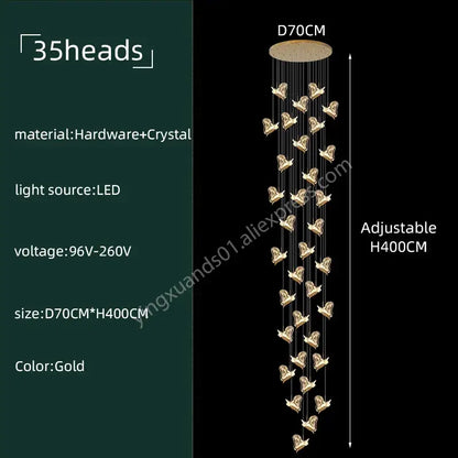 Modern luxury butterfly gold crystal chandelier living room