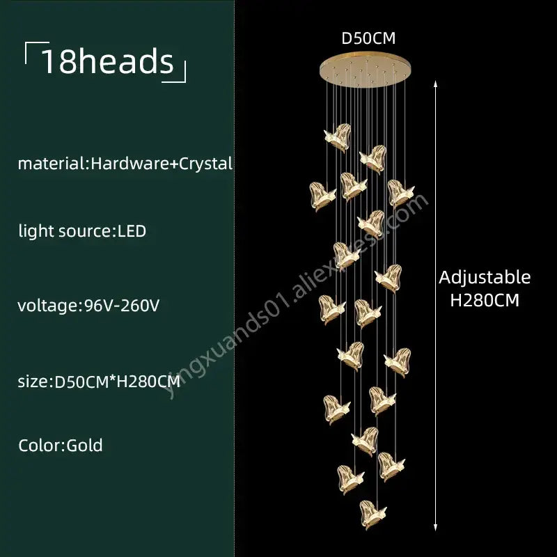 Modern luxury butterfly gold crystal chandelier living room