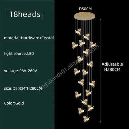 Modern luxury butterfly gold crystal chandelier living room