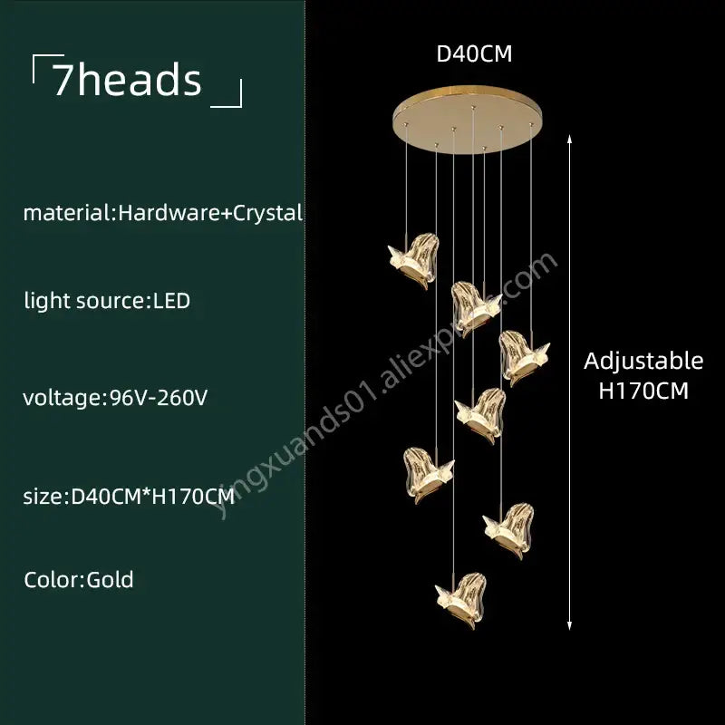Modern luxury butterfly gold crystal chandelier living room