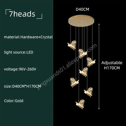 Modern luxury butterfly gold crystal chandelier living room