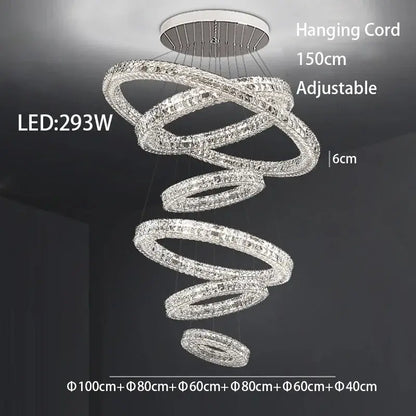 Modern luxury chrome crystal led chandelier dining room