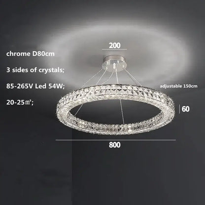 Modern luxury chrome crystal led chandelier dining room