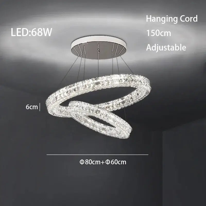 Modern luxury chrome crystal led chandelier dining room