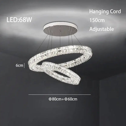 Modern luxury chrome crystal led chandelier dining room