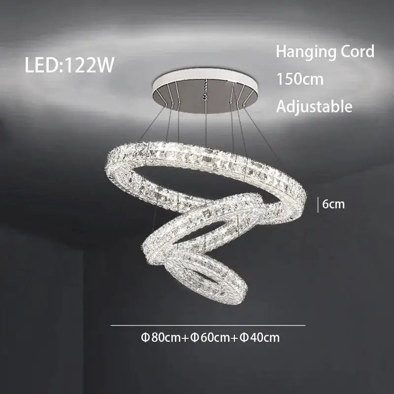 Modern luxury chrome crystal led chandelier dining room