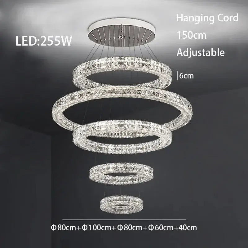 Modern luxury chrome crystal led chandelier dining room