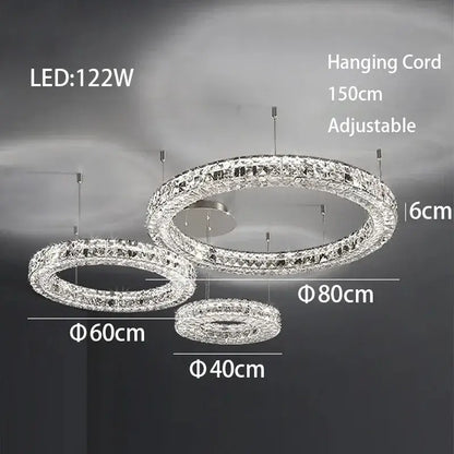 Modern luxury chrome crystal led chandelier dining room
