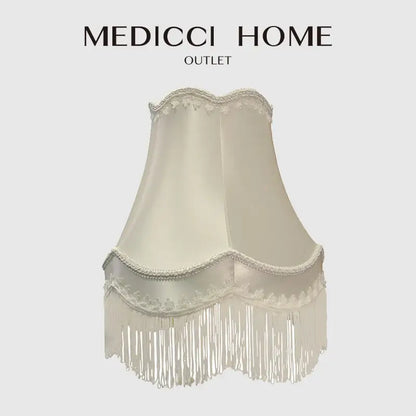 Modern luxury cream fringed cloth lampshade bedroom lace decor