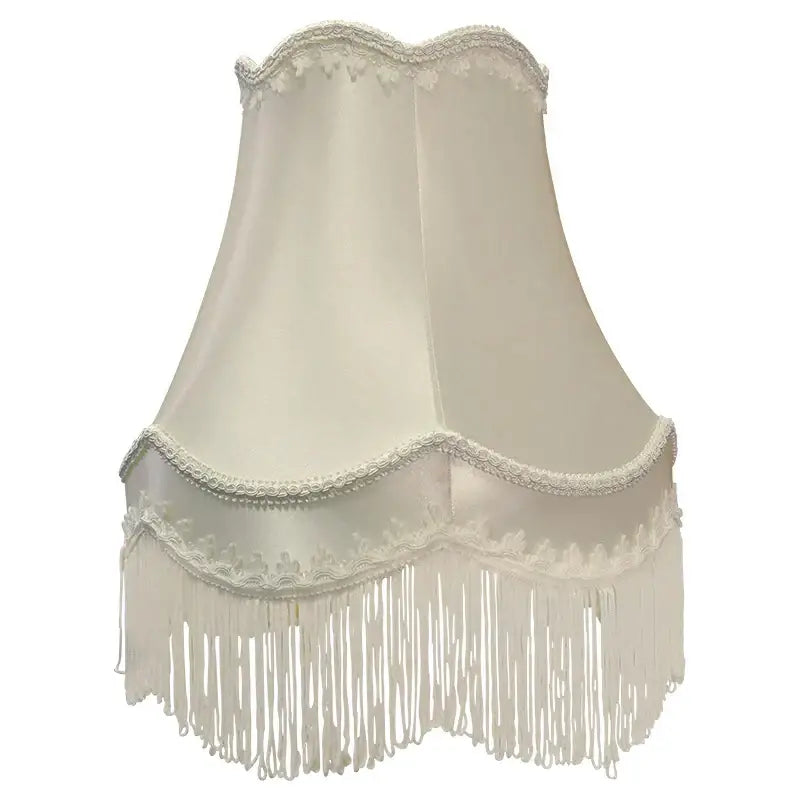 Modern luxury cream fringed cloth lampshade bedroom lace decor
