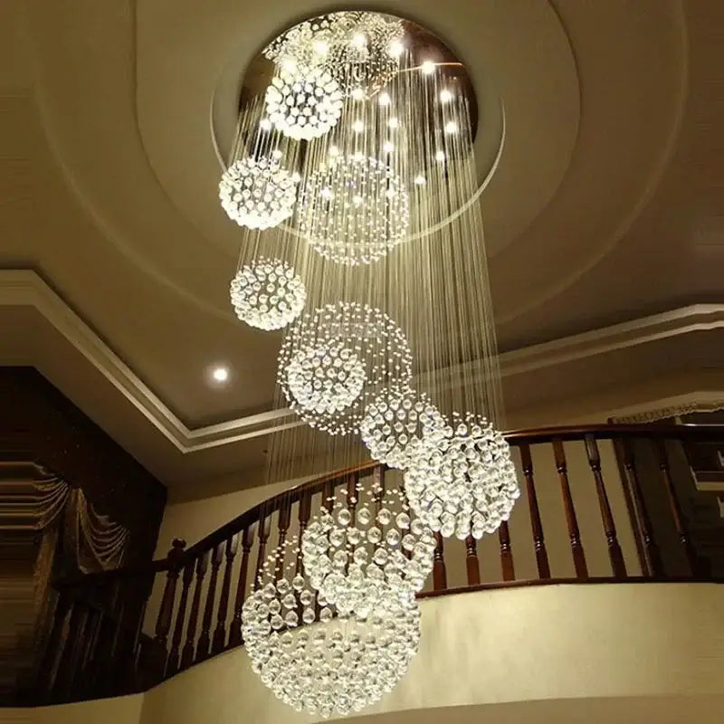 Modern luxury crystal ball led chandelier living room pendant light