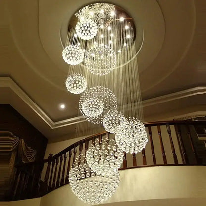 Modern luxury crystal ball led chandelier living room pendant light