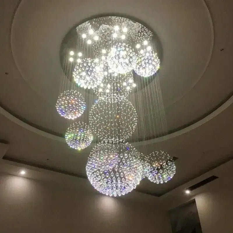 Modern luxury crystal ball led chandelier living room pendant light