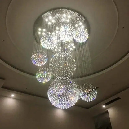 Modern luxury crystal ball led chandelier living room pendant light