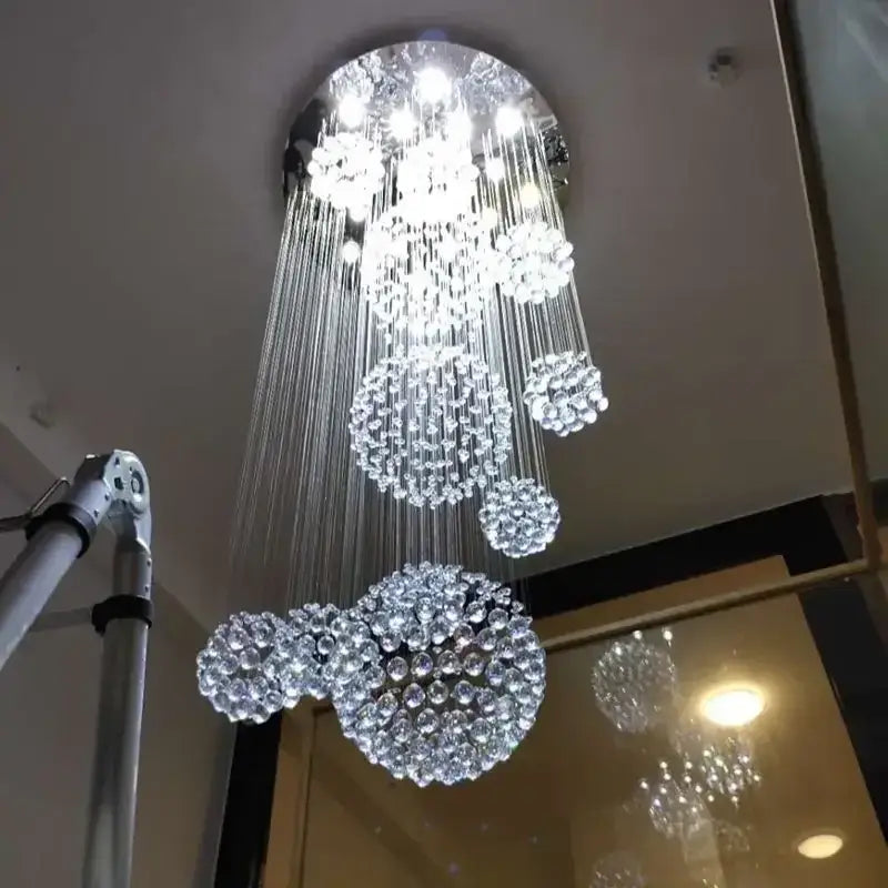 Modern luxury crystal ball led chandelier living room pendant light