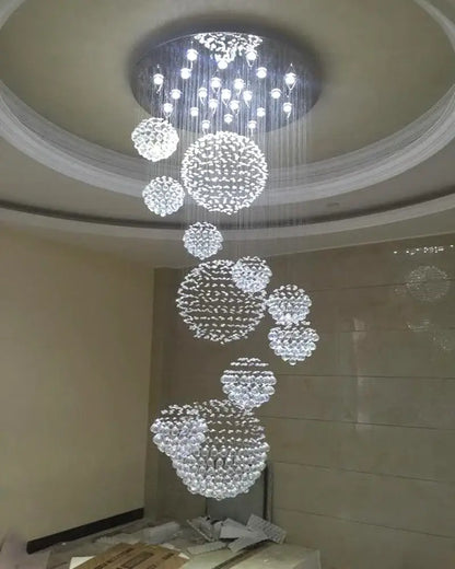 Modern luxury crystal ball led chandelier living room pendant light