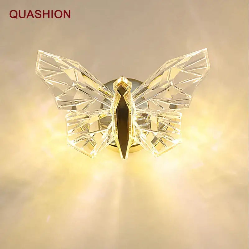Modern luxury crystal butterfly wall lamp for bedroom decor