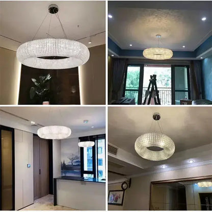 Modern luxury crystal circle chandelier living room pendant light