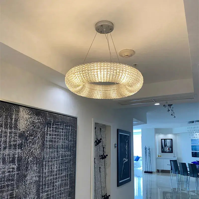 Modern luxury crystal circle chandelier living room pendant light