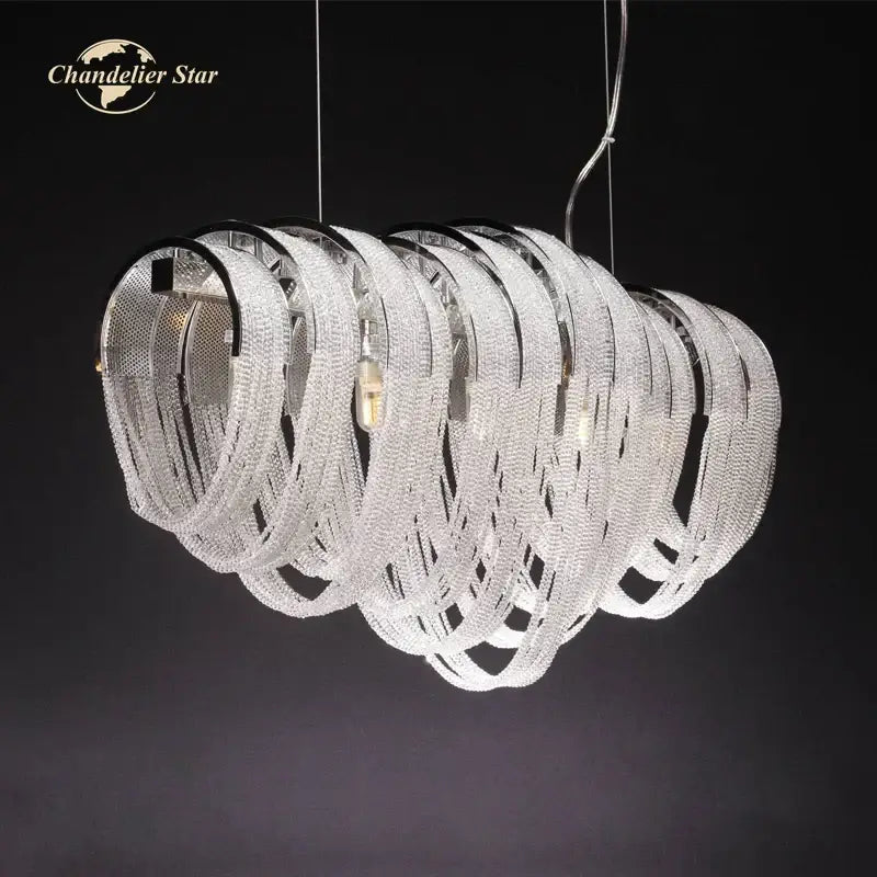 Modern luxury crystal circle led tassel chandelier living room light