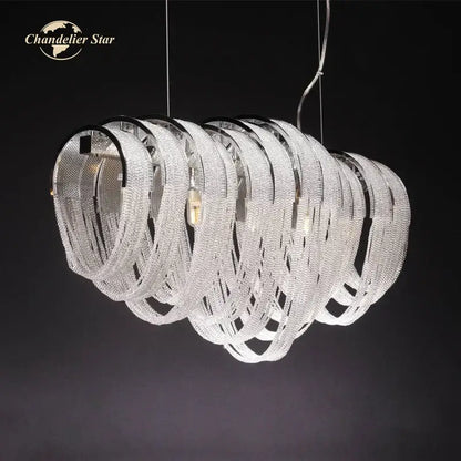 Modern luxury crystal circle led tassel chandelier living room light