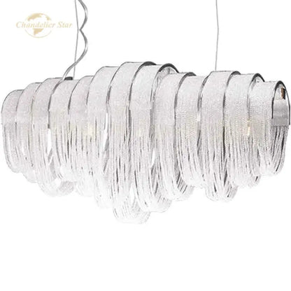Modern luxury crystal circle led tassel chandelier living room light
