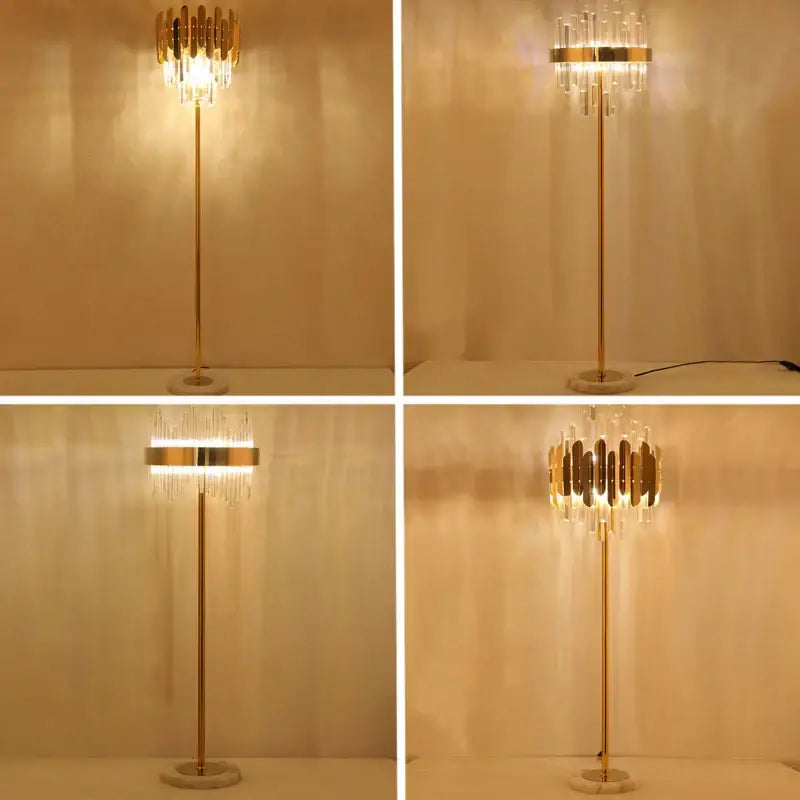 Modern luxury crystal gold floor lamp for living room