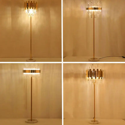 Modern luxury crystal gold floor lamp for living room