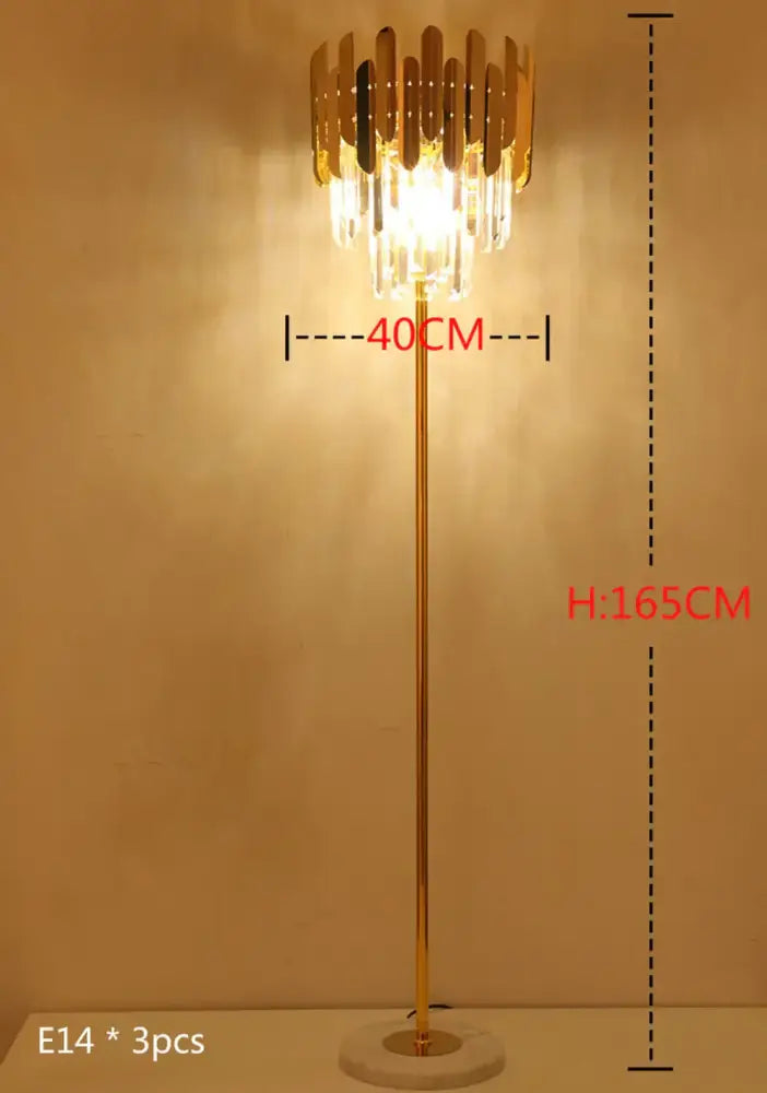 Modern luxury crystal gold floor lamp for living room