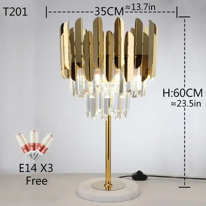 Modern luxury crystal gold floor lamp for living room