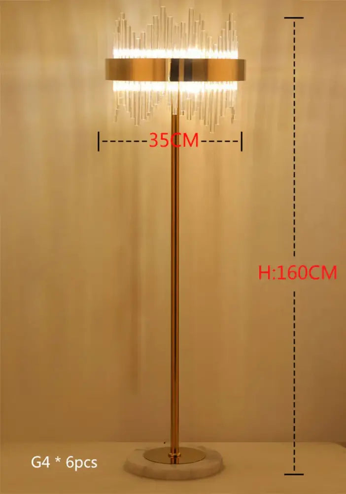 Modern luxury crystal gold floor lamp for living room