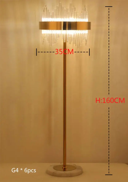 Modern luxury crystal gold floor lamp for living room