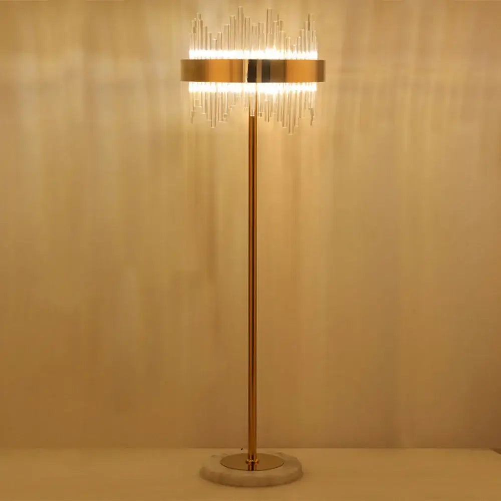 Modern luxury crystal gold floor lamp for living room
