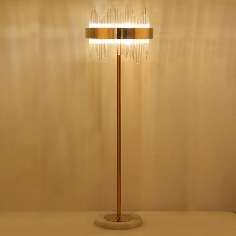 Modern luxury crystal gold floor lamp for living room