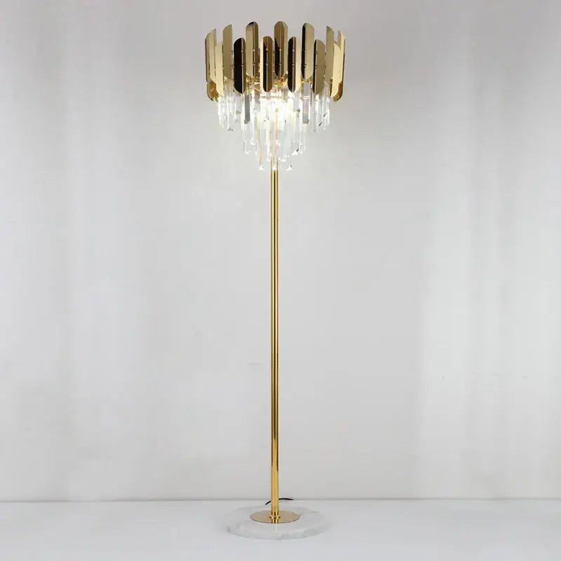 Modern luxury crystal gold floor lamp for living room