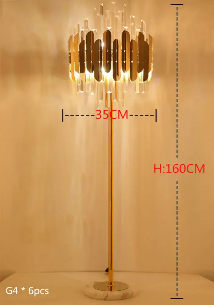 Modern luxury crystal gold floor lamp for living room