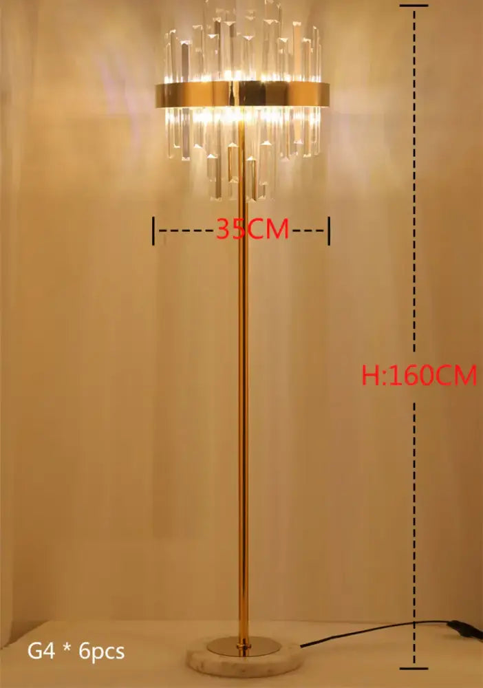 Modern luxury crystal gold floor lamp for living room