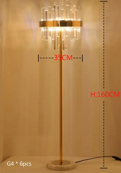 Modern luxury crystal gold floor lamp for living room