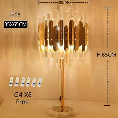 Modern luxury crystal gold floor lamp for living room