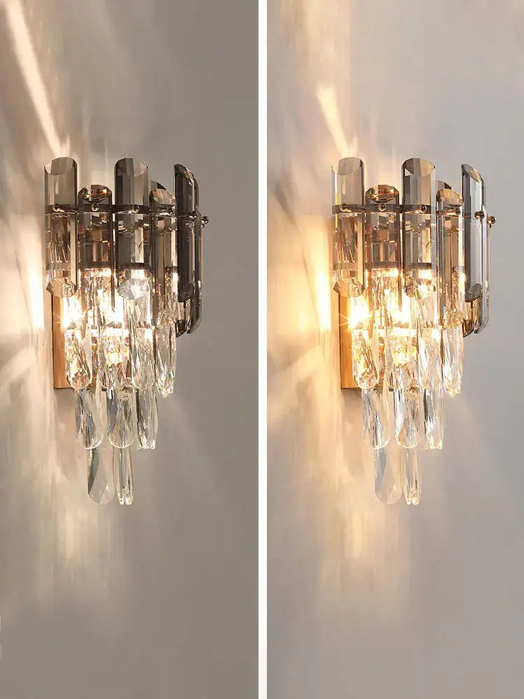 Modern luxury crystal gold led wall sconce bedroom light